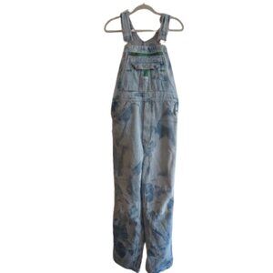 VINTAGE LIBERTY Cargo Carpenter Denim Overalls Acid Wash Hand Embroidered Work